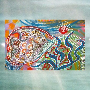 Painted Fish– Upcycled Patch from Second Hand Fabric