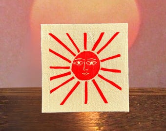 Aplique de sol para costurar, feito com tecido reciclado (6,35 x 6,35 cm)