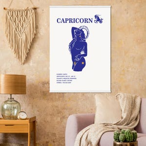Poster del segno zodiacale Capricorno con gancio - Regalo unico per la casa - Arte di qualità museale