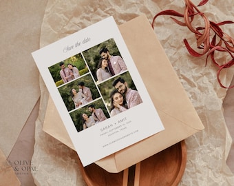 Classic photo collage Save the Date Canva template