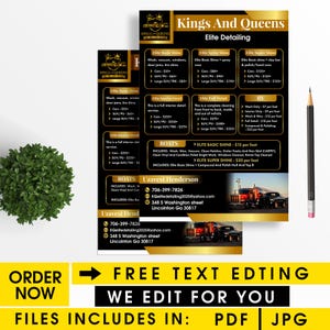 Custom Auto Detailing price list design Car Detailing Mobile Detailing editable car wash flyer template