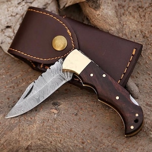 Handmade Damascus Pocket Knife Folding Knife Gift Birthday Gift Groomsmen Gift Anniversary Wedding Personalized Gift for Men