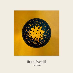 Modern Abstract Circle Poster - Black and Gold Geometric Wall Art