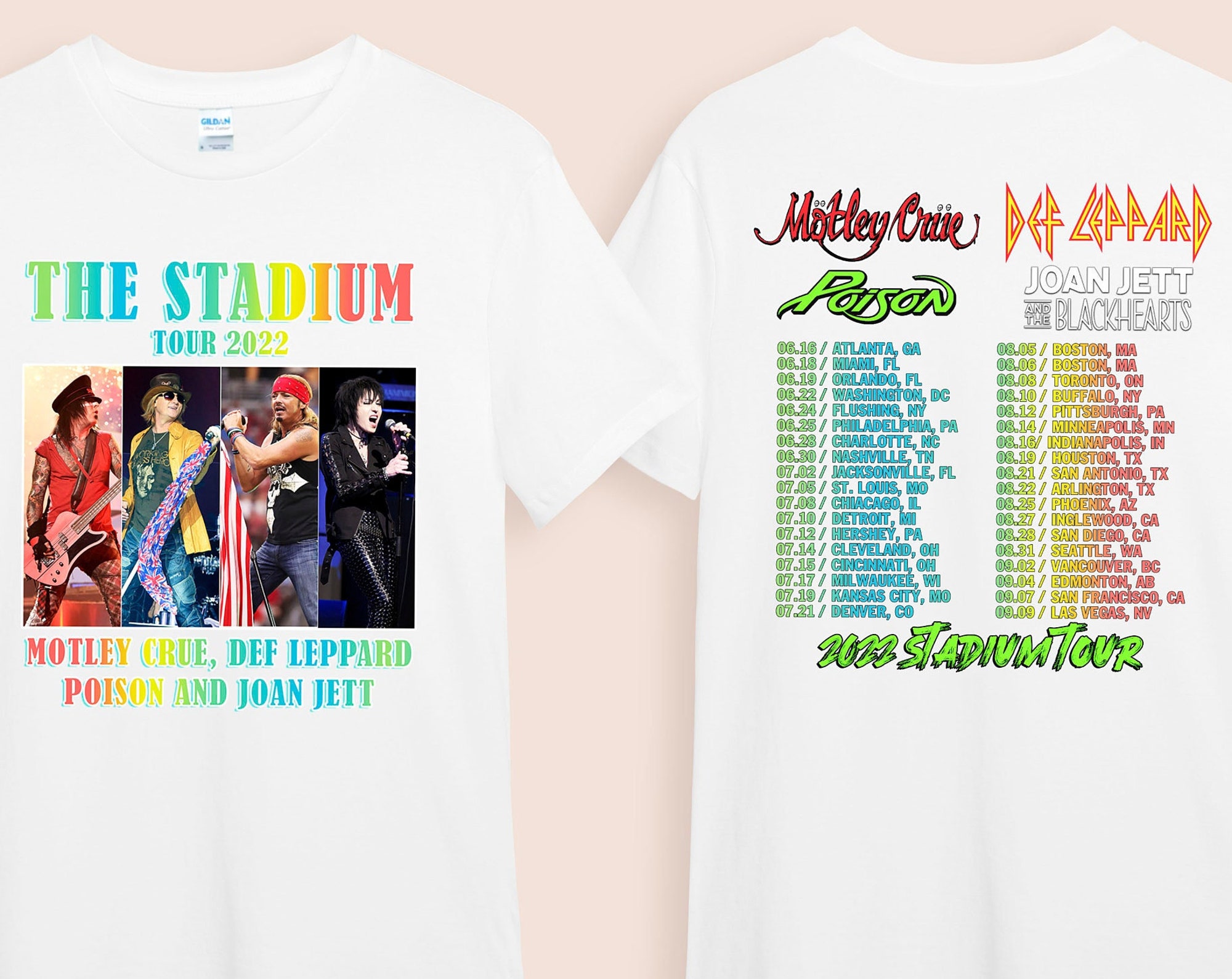 Discover The Stadium Tour 2022 Shirt, Music Concert Shirt, Def Leppard Motley Crue Poison Joan Jett & the Blackhearts With Special Guest Classless Ar