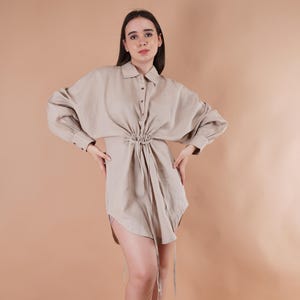 Linen Shirt Dress with Belt | Pre Washed Linen Midi Dress | Button-Down Linen Dress | Casual Vacation Outfit |Premium Linen Clothing Women