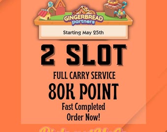 GINGERBREAD Partners Monopoly-GO 2x Slot Full Carry 80K Points Fast Complete