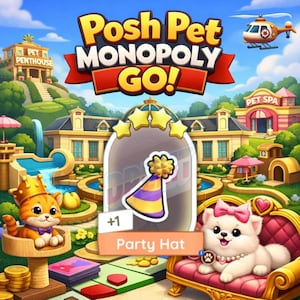 Party Hat - 4 Star Stickers - Monopoly_GO Posh Pet Album