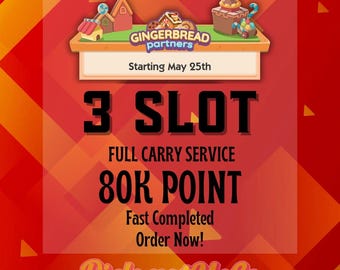Monopoly-GO GINGERBREAD Partners 3x Slot Full Carry 80K Points Fast Complete