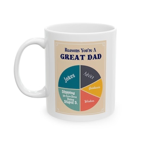 Grappige papa-mok redenen waarom je een geweldige vader bent Cirkeldiagram Vaderdagcadeau van kinderen Papa grap koffiemok humoristisch cadeau voor papa
