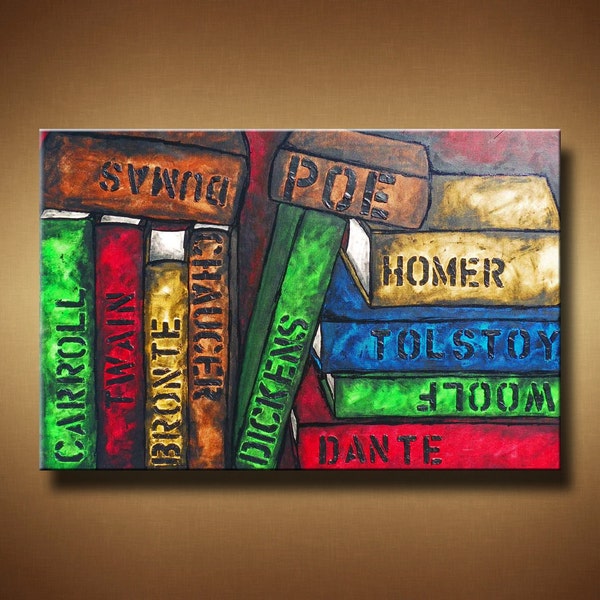 Abstract Painting of Books -- The Pages of History -- The Titles are Raised -- by Britt Hallowell