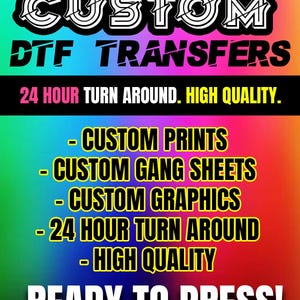 DTF Transfers, DTF prints, Custom Dtf, DTF Transfers Custom, Dtf Transfer Ready for Press, Direct to Film, High Quality, Wholesale Dtf Print