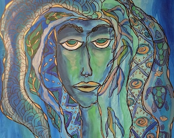 Dipinto di Mami Wata: Arte afro-cubana della divinità dell'acqua