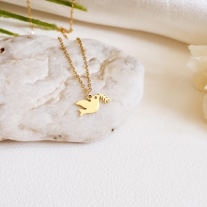 Gold or Silver Dove Necklace – Symbol of Peace & Hope – 14k Gold Over Stainless Steel