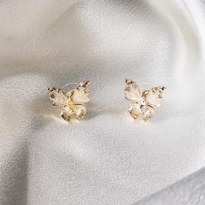Shining Butterfly Earrings| Dainty Gold Butterfly Stud, Minimalist Jewellery, Gift for Her, Nature- Inspired Earring cute Jewellery