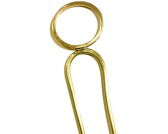 Brass French Hair Pin with Circle