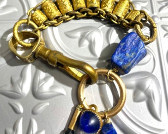 Antique Mason Sword Chain & Lapis Bracelet