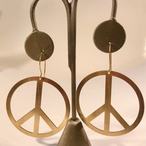 Brass Peace Earrings image 2