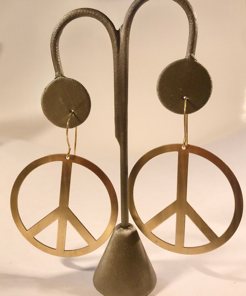 Brass Peace Earrings image 2