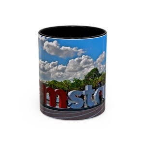 Coffee Mug - Trendy Amsterdam Cityscape Ceramic Cup, Dutch Traveler Gift, European Vacation Souvenir, Urban Adventure Tea Mug, Holland