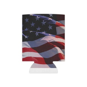 Patriotic Can Cooler, USA Flag Drink Holder, Perfect for BBQs, Independence Day, Memorial Day, Pool Parties, Camping