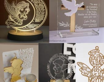 Pack Laser Cut Religious Favor Designs, Baptism, First Communion (SVG DXF AI)