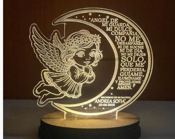Angel Lamp Laser Cut File ,moon baby svg, Baptism Favor, Kids Keepsake (Digital Download)