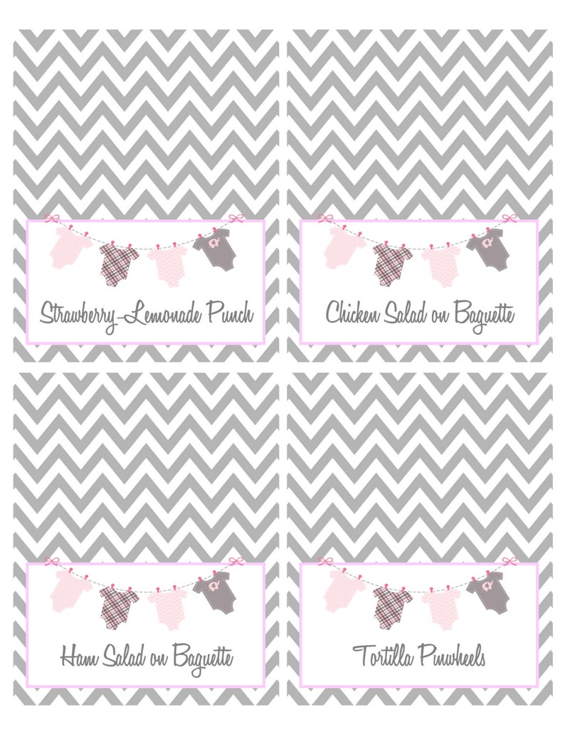Baby Girl Shower Menu Card Buffet Card Digital Download Etsy