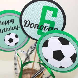 Soccer party centerpiece sticks - soccer birthday centerpiece, tailgate party, sports party, soccer centerpiece set