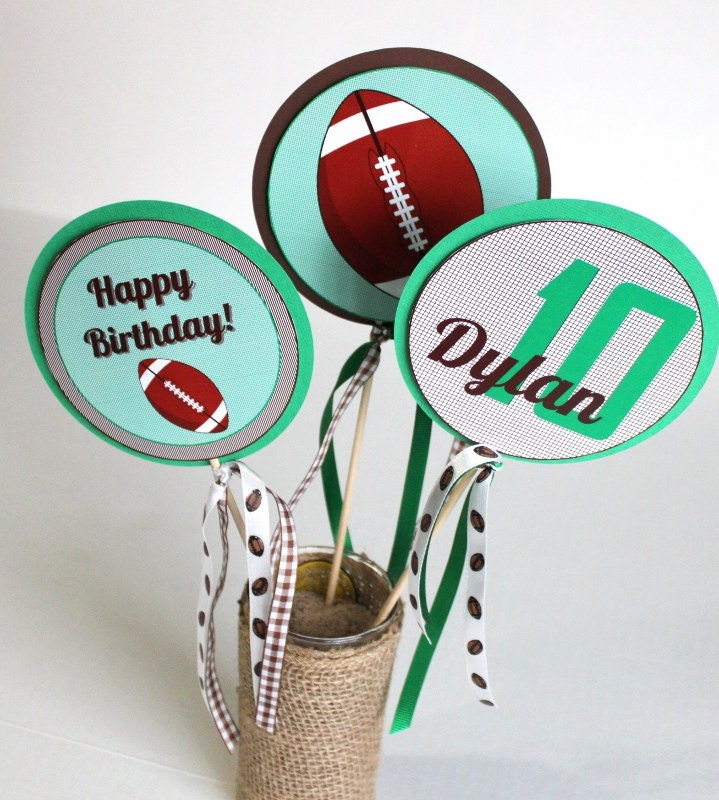 Football party centerpiece sticks football birthday centerpiece tailgate party superbowl party football centerpiece set