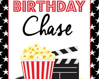 Movie night poster sign PRINTABLE - Welcome to movie night, birthday party, movie night, drive in movie party, drive in theater, movie night