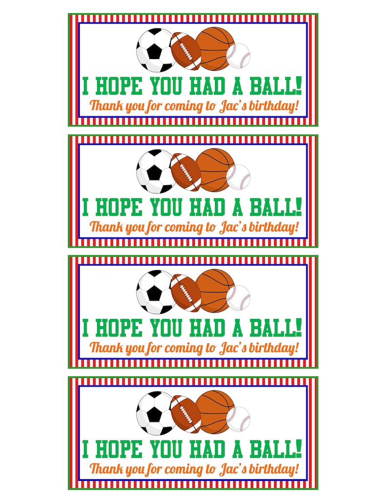 All Sports Party Favor Box Label PRINTABLE DIGITAL FILE | Etsy