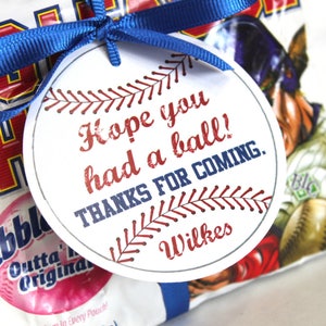 Baseball party tags PRINTABLE FILE, vintage baseball, baseball birthday, baseball party favor tag, baby shower, wedding, gender reveal