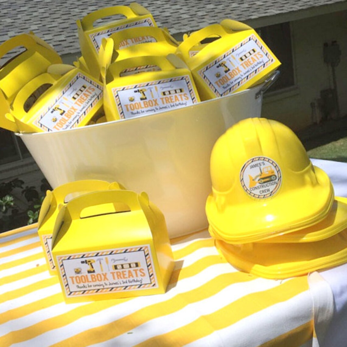 Construction Party Tool Box Favor Box STICKERS ONLY Birthday Etsy