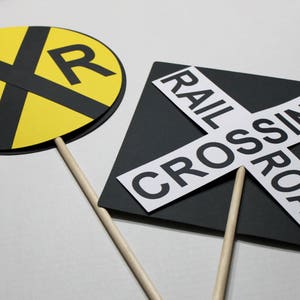 Train party centerpiece, train birthday party, railroad crossing centerpiece, train party decoration, train birthday party decor