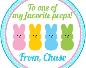 Easter tag, favorite peep stickers, favorite peeps tag, personalized favor tag, easter treat, easter favor, classroom favor, classroom treat