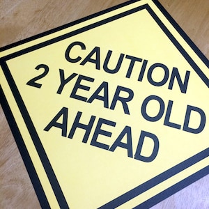Caution sign, party sign 2 year old ahead, 1 year old ahead, 3 year old ahead, 4 year old ahead, race car party, construction birthday party