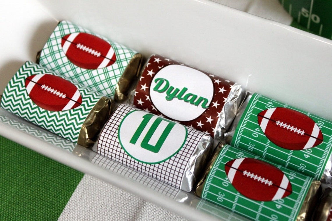 Football Party Mini Hershey Candy Bar Wrapper Football - Etsy