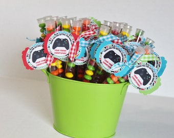 Gaming Party Favors, video game party, candy, treats, personalized treat stacks, favor, boy birthday, video games, gamer favor