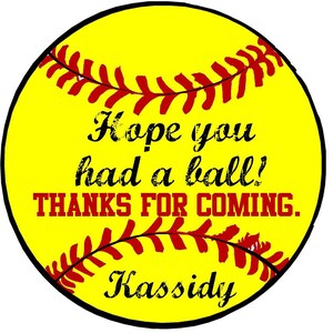 Softball party tags PRINTABLE FILE, softball birthday party, softball favor tag, softball party favor, end of season, coach gift