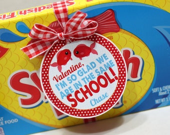 Valentines Day favor PRINTED tag, valentine treat tag, valentine treat, valentine favor tag, classroom treat, class treat, prepackaged