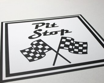 Pit stop party sign, race car birthday party, die cut party sign, pit stop party, race car party, construction birthday party, party sign