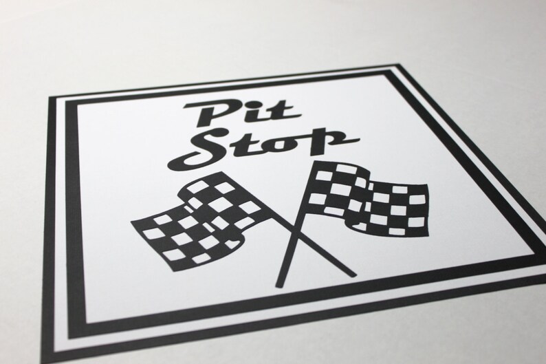 Pit stop party sign race car birthday party die cut party image 1