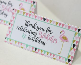 Pink and gold party treat topper - first birthday party, pink and gold birthday, treat topper, girl party treat, favor, treat topper