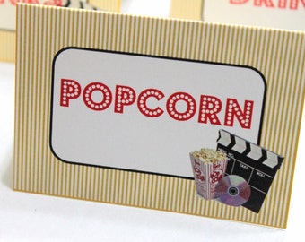 Movie Night Menu cards - movie night birthday party, party coordinate, party set, buffet card, candy bar, drive in movie, hollywood movie
