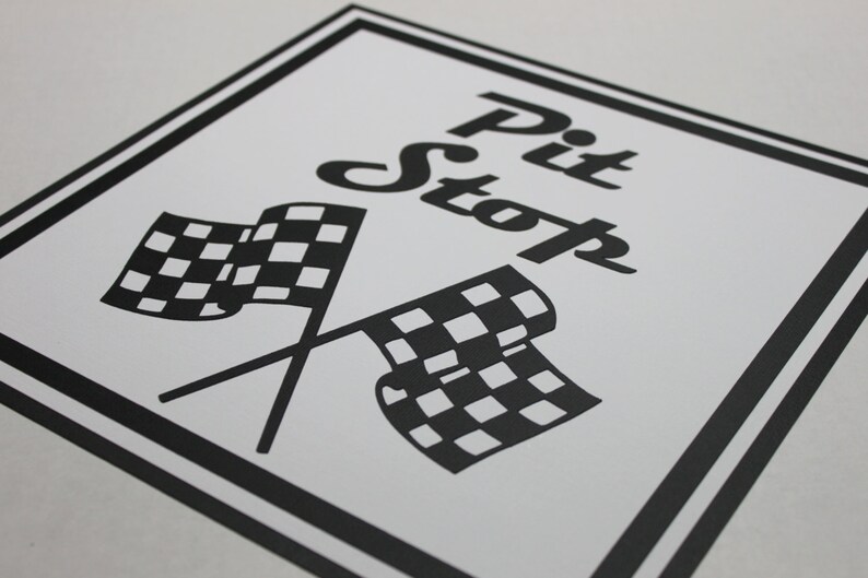 Pit stop party sign race car birthday party die cut party image 2