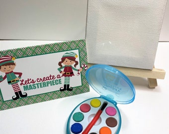 Elf arts and crafts, elf painter, canvas, easel, paint palette, elf prop, Stage your elf, elf kit, elf accessories, christmas elf