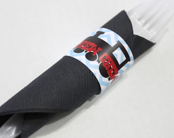 Train Birthday Party - utensil wrap, napkins wraps, cutlery wrap, vintage, retro train, train baby shower, vintage train party