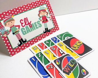 Elf games, elf card games, uno cards, Elf prop, Stage your elf, elf kit, elf accessories, christmas elf, Elf DIY props, elf fun,