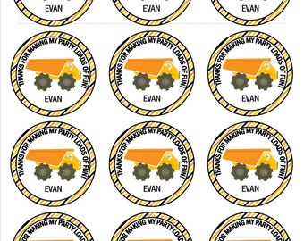 Construction birthday party hard hat stickers DIGITAL DOWNLOAD- birthday party, dump truck party, baby shower, boy birthday party