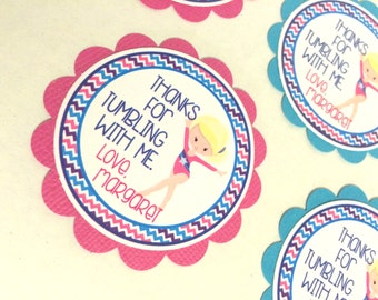 Gymnastics party tags - tumbling party tag, gymnastics birthday party tag, tumbling birthday party tag, gymnastics party tag